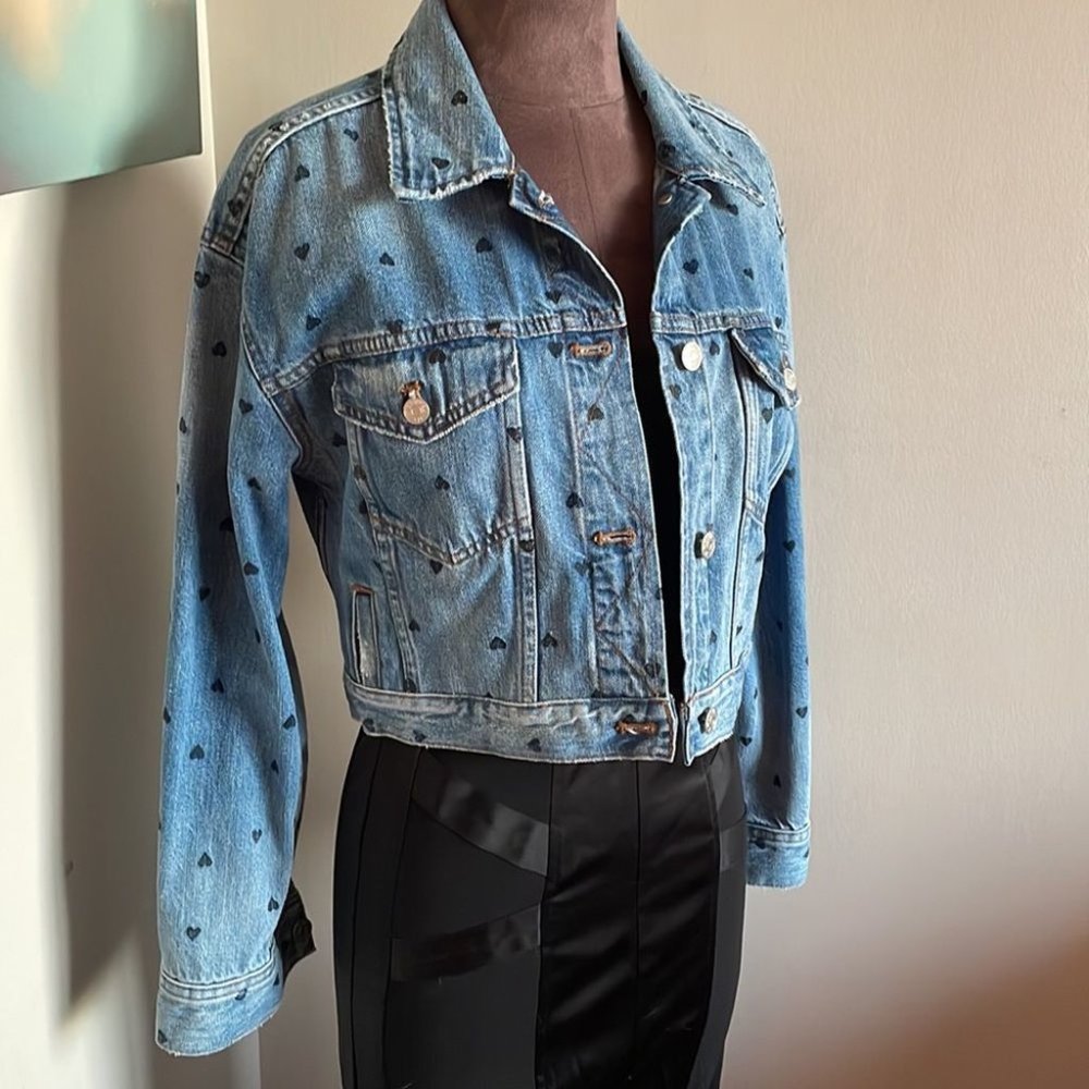 HEART-print Denim Jean Jacket Valentine Rare